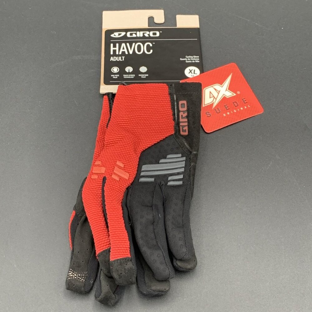 Giro Havoc Mountain Biking Gloves Adult Ginja Red Black X-Large XL Hook Loop NEW